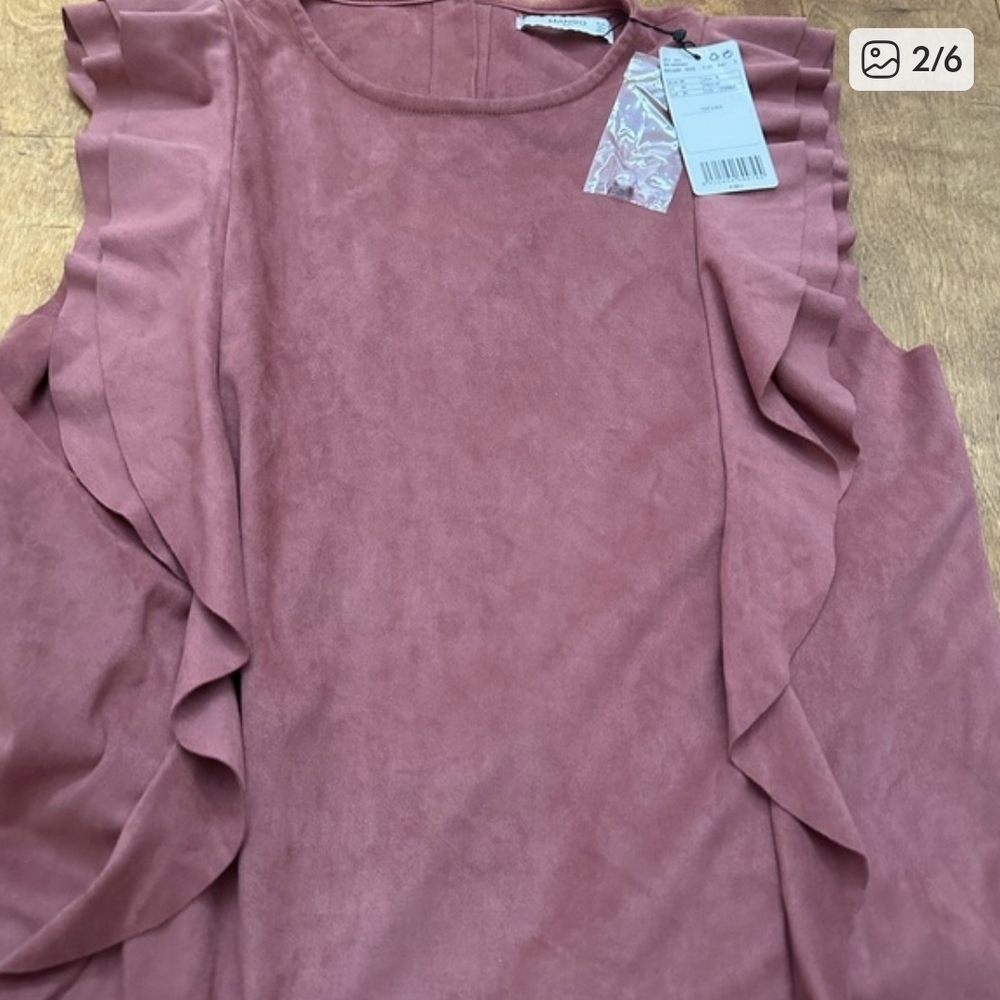 Mango Dusty Rose Ruffled Blouse
